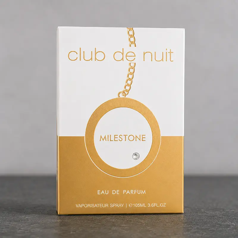 Exquisite gold and white packaging of Armaf Club De Nuit Milestone Eau de Parfum.