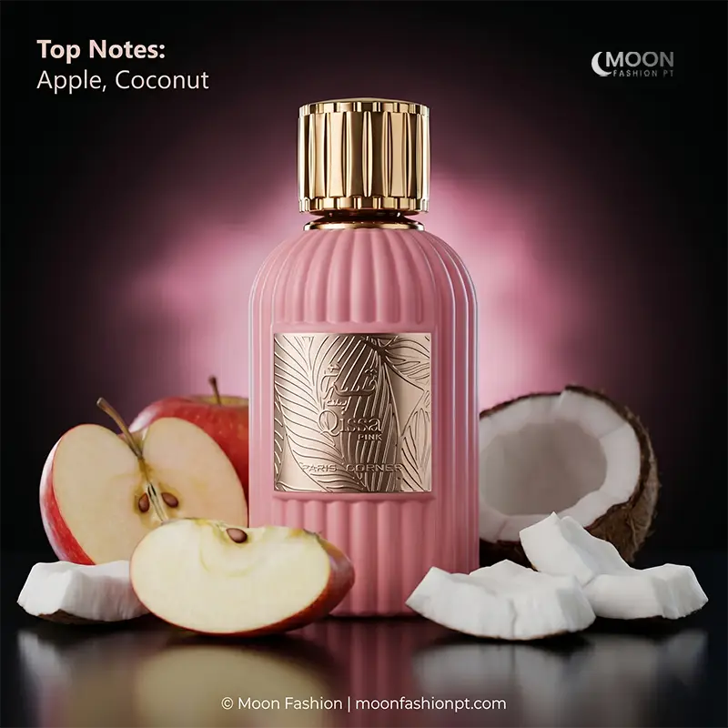 Sliced apples and fresh coconut emphasize the fruity top notes of this enchanting women's fragrance by Paris Corner.