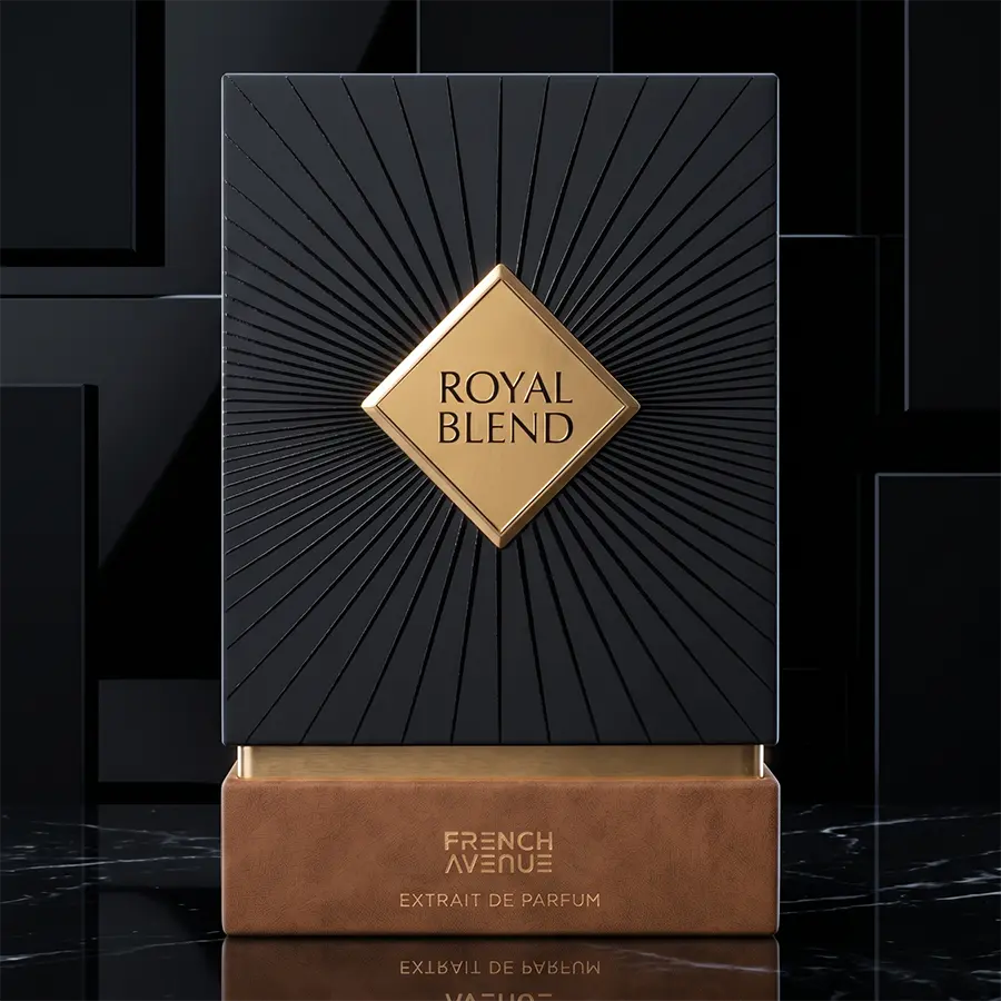 Long-lasting luxury cognac dominant fragrance by French Avenue Royal Blend for discerning users in Europe.