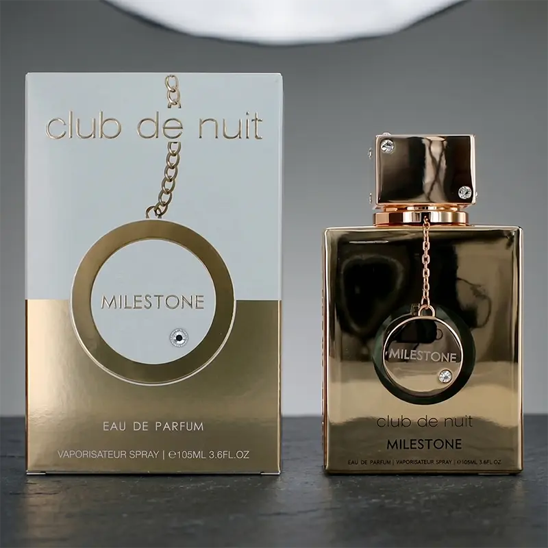 Exquisite metallic gold bottle of Armaf Club De Nuit Milestone, a premium collector fragrance.