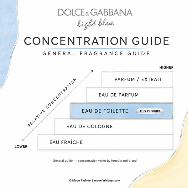 Dolce&Gabbana Light Blue concentration guide with Eau de Toilette highlighted