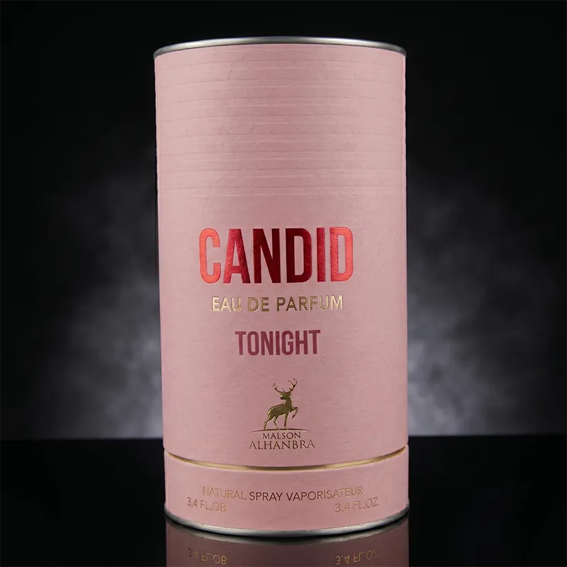 Premium pink packaging box of Maison Alhambra Candid Tonight Eau de Parfum for women.