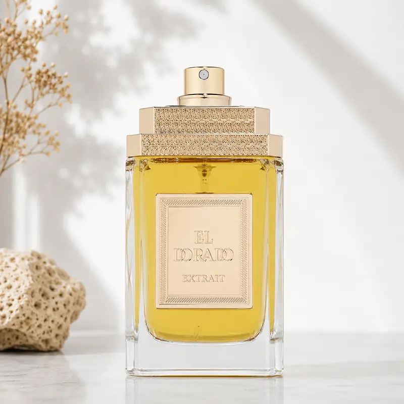 Premium atomizer and metallic spray nozzle cap detail of the French Avenue luxury fragrance flacon.