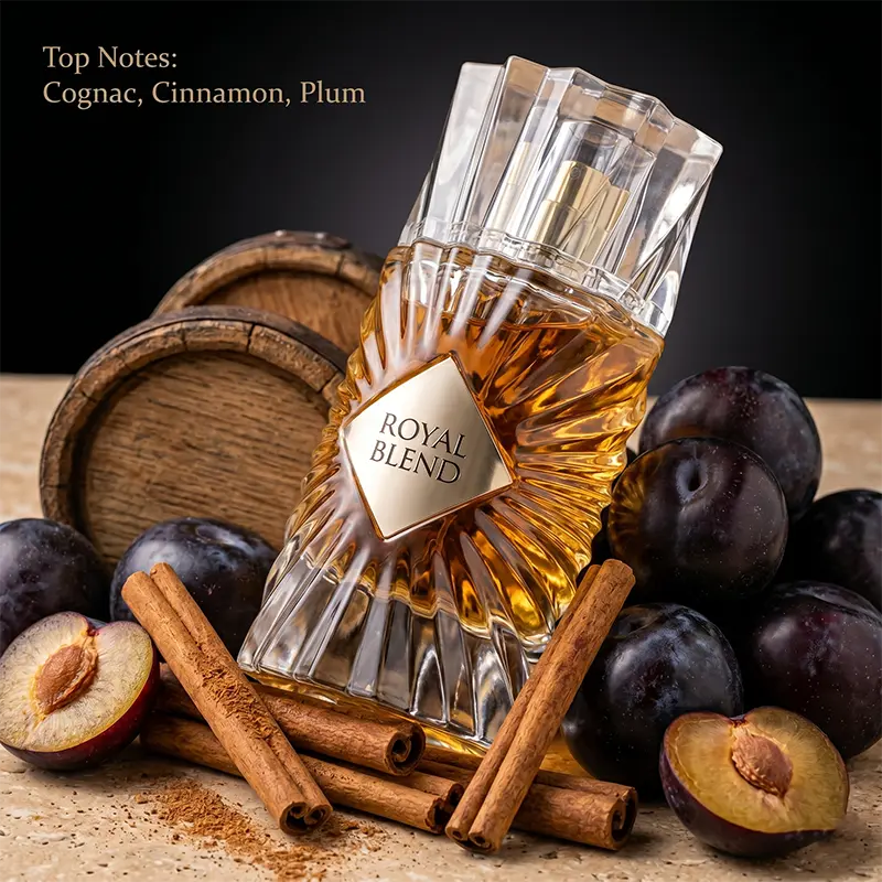 Top notes of cognac and cinnamon in Royal Blend by French Avenue, an authentic scent for EU connoisseurs.
